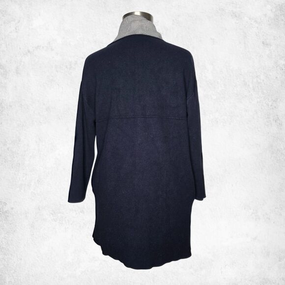 ZARA Knit Open Front Longline Coat Cardigan Jacket Black & Gray  (Size M) - Picture 6 of 8